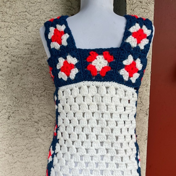 Red, White, Blue Crocheted Dress | Patriotic | Size Small - Picture 2 of 3